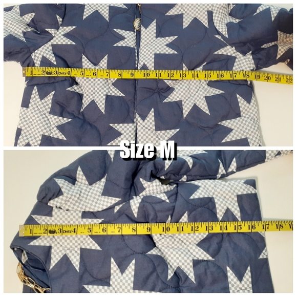 💎NWT Star Quilted Blue & White Crop Jacket - Picture 7 of 14